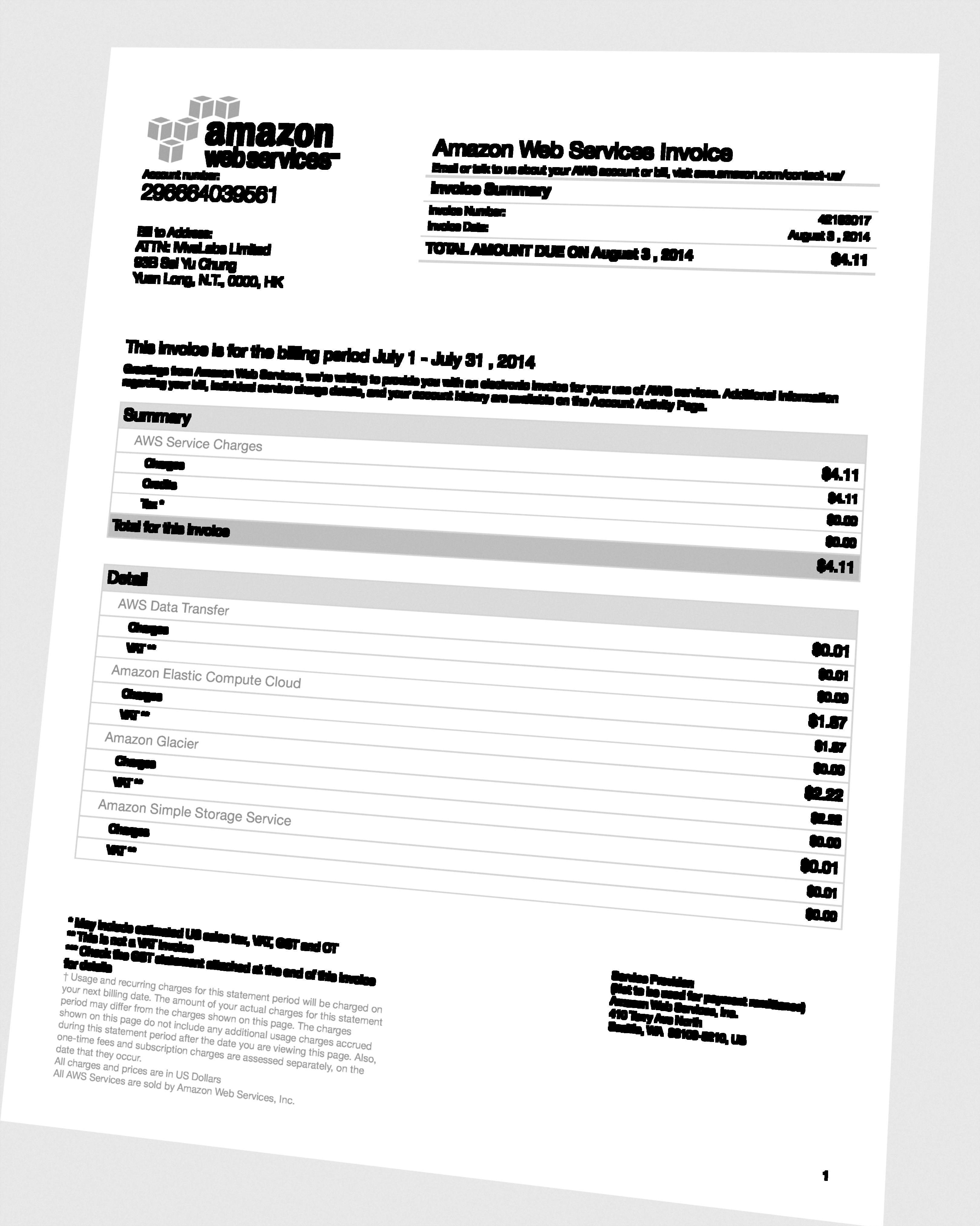 Noisy invoice benchmark sample