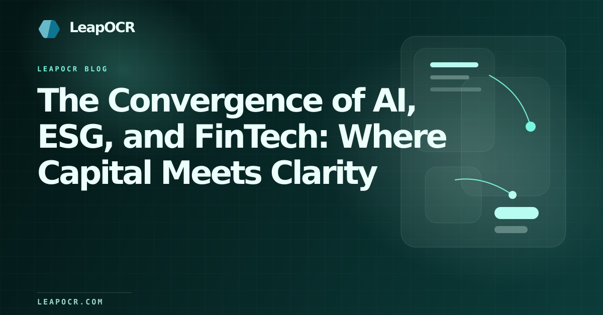 The Convergence of AI, ESG, and FinTech: Where Capital Meets Clarity preview